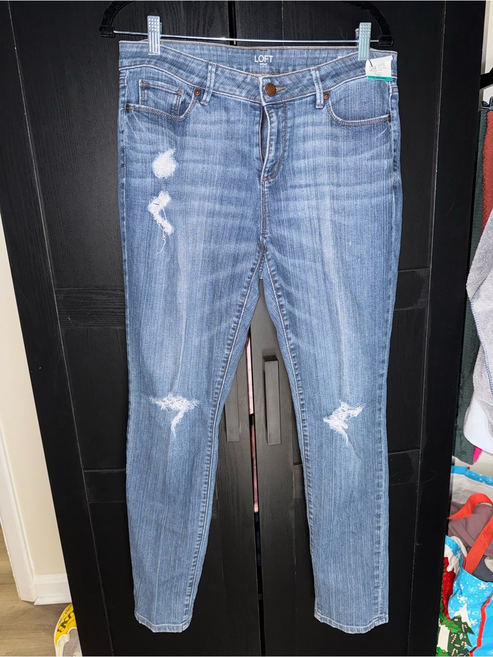 LOFT Light Blue Ripped Skinny Jeans